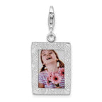 Sterling Silver Rhodium-Plated Picture Frame Charm with Lobster Clasp