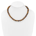 10-10.5mm Smooth Beaded Tiger Eye Necklace With Sterling S.RH Clasp