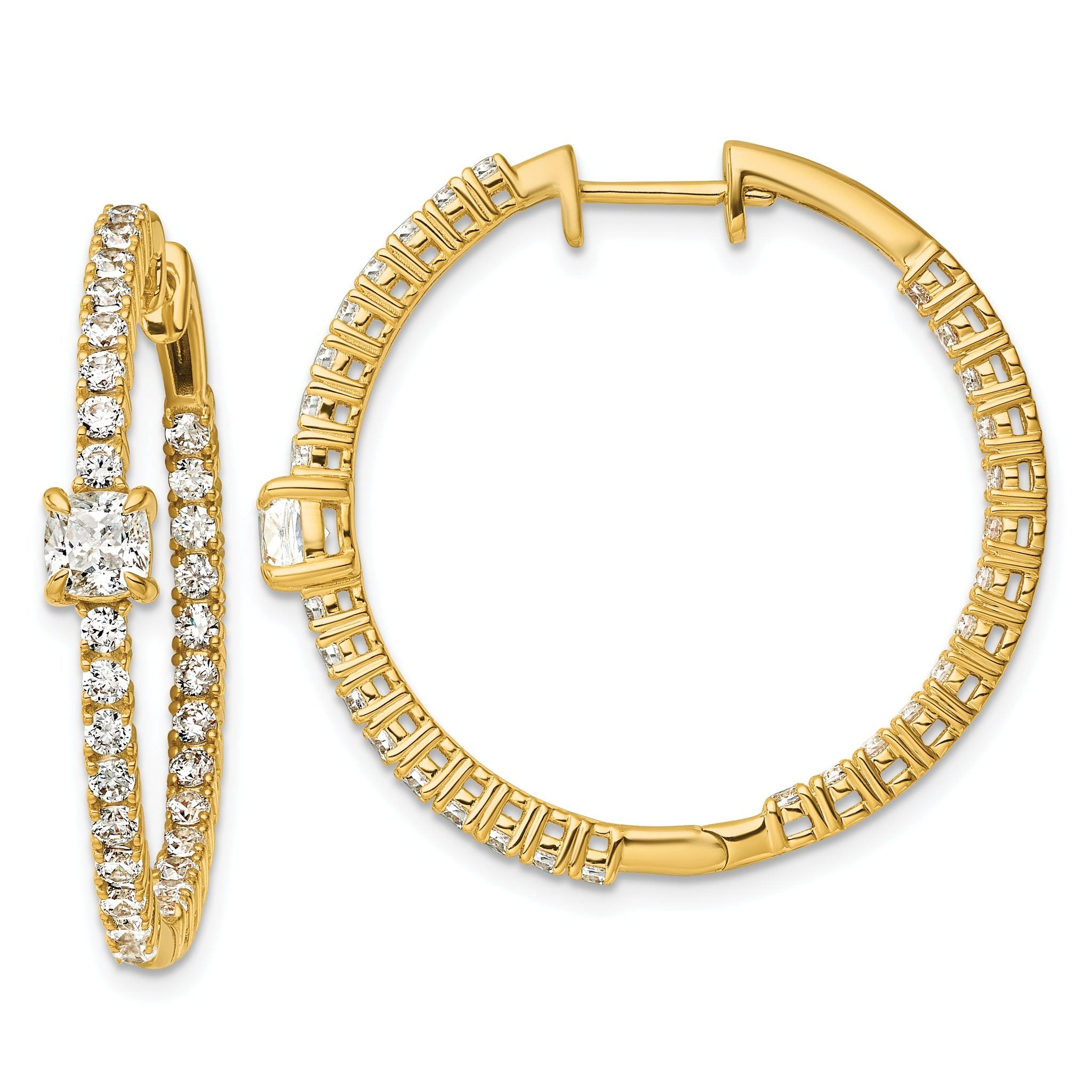 14k 3 1/8 carat Lab Grown Diamond VS+ F+ Complete Hinged In and Out Hoop Earrings Main image