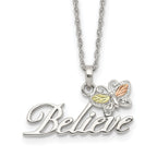 Sterling Silver 12K Gold Accented Butterfly Necklace 18 Elegant Design