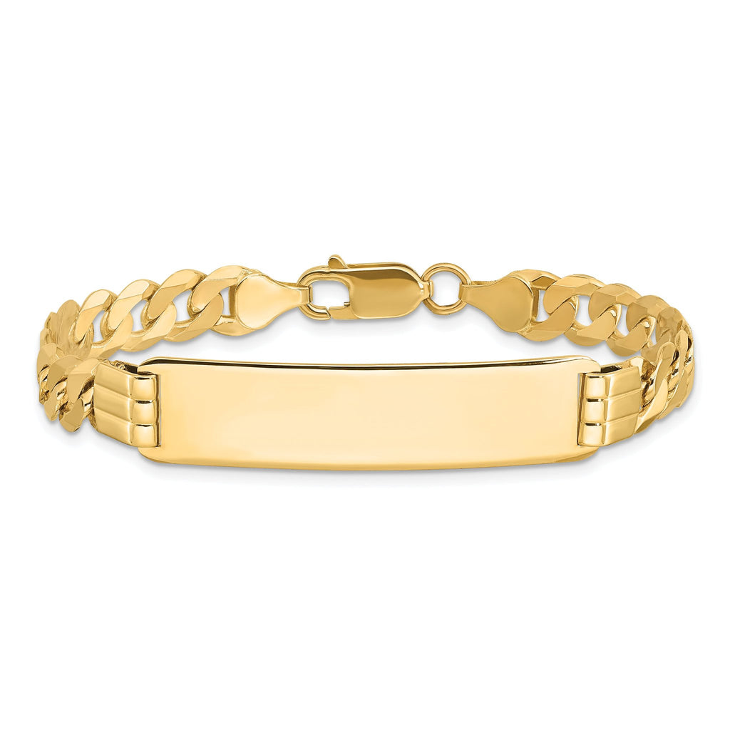 10k Polished Solid Chain/Solid Plate Curb Link 37x9mm Plate 7 inch ID Bracelet