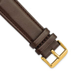 Glove Leather Watch Band in Dark Brown with Gold-Tone Buckle, 19mm