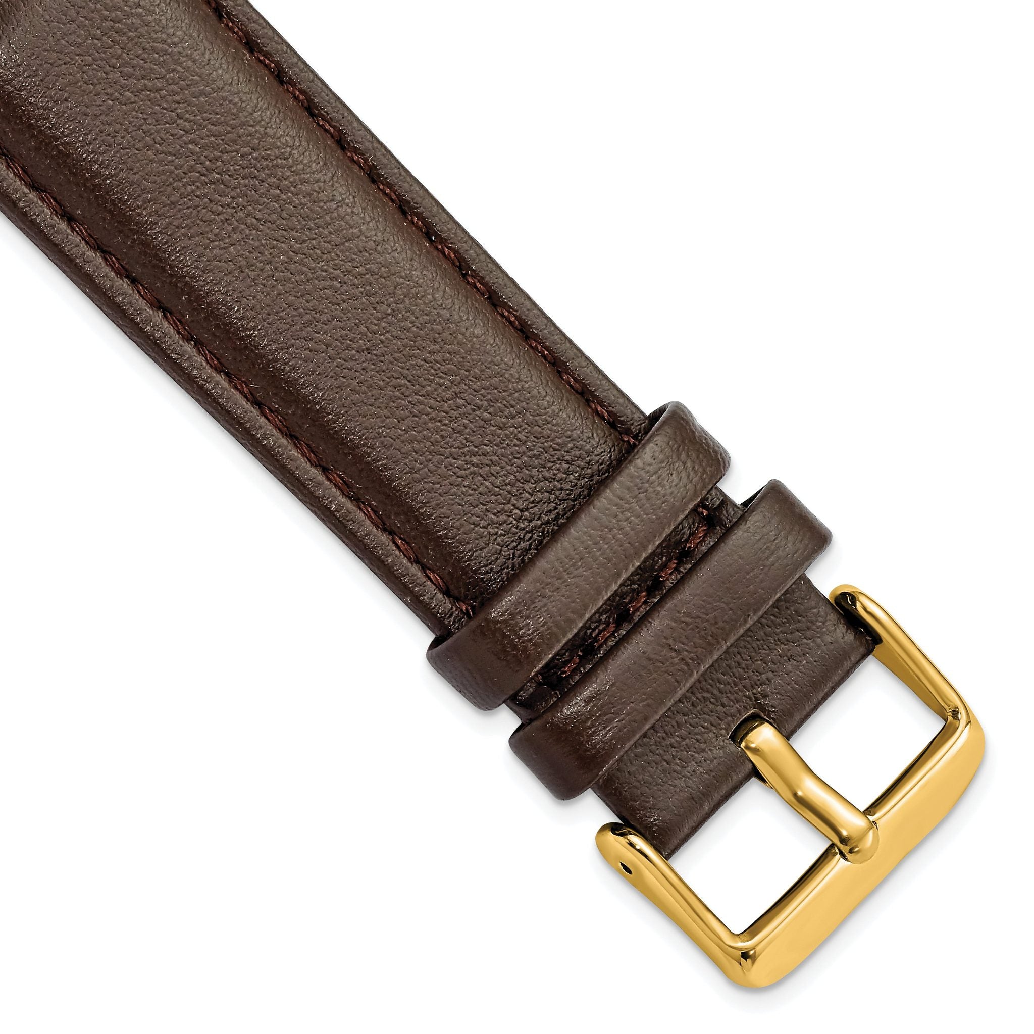 Glove Leather Watch Band in Dark Brown with Gold-Tone Buckle, 19mm
