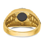 14k Two-tone Mens Round Onyx and Diamond Ring Mounting, Mounting Only
