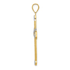 14K Gold and Rhodium Greek Key Cross Pendant Elegant and Solid Design