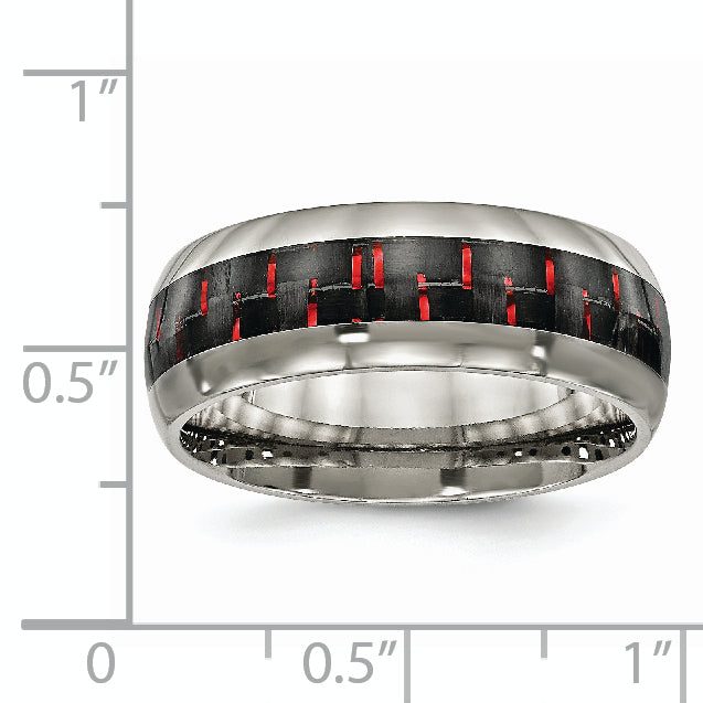 Carbon Fiber Inlay Wedding Band in Titanium, 8mm