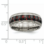 Carbon Fiber Inlay Wedding Band in Titanium, 8mm