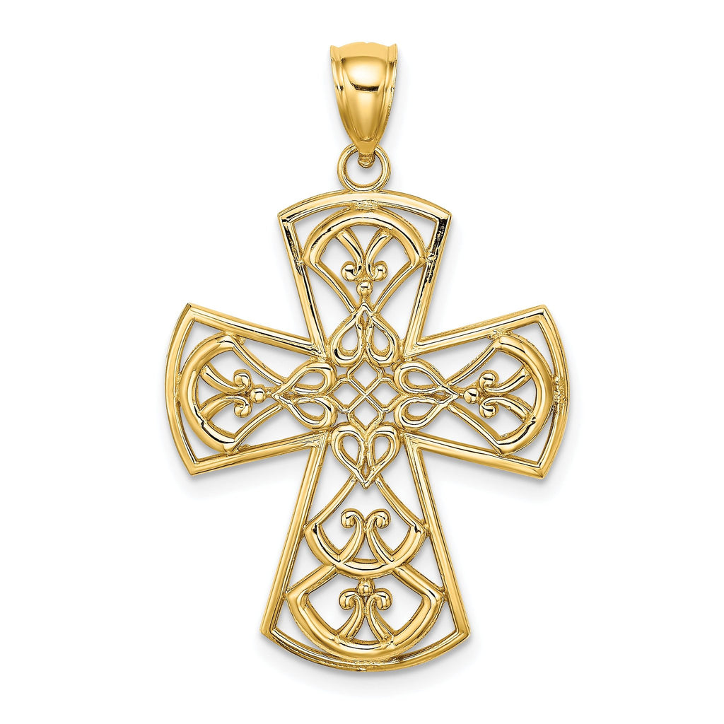 10K Yellow Gold Filigree Cross Charm