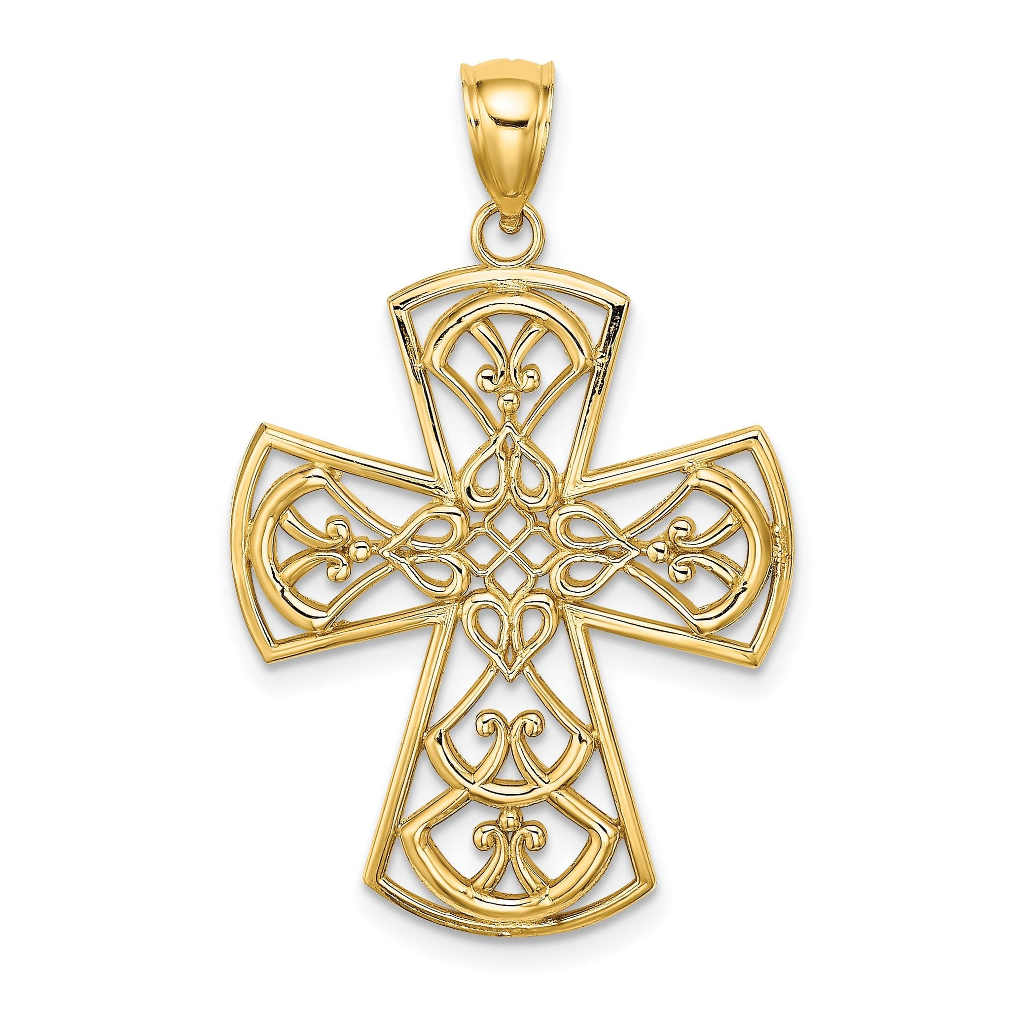 10K Yellow Gold Filigree Cross Charm