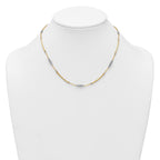 14k Two-Tone Woven Bars and Diamond-cut Beads 16.75 inch Necklace