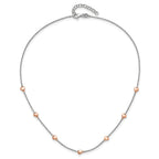 Sterling Silver RH-plated Rose gold-pltd 7-Heart 1.5in ext. Necklace