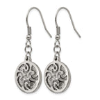 Stainless Steel Polished Textured Drop Dangle Earrings for Women
