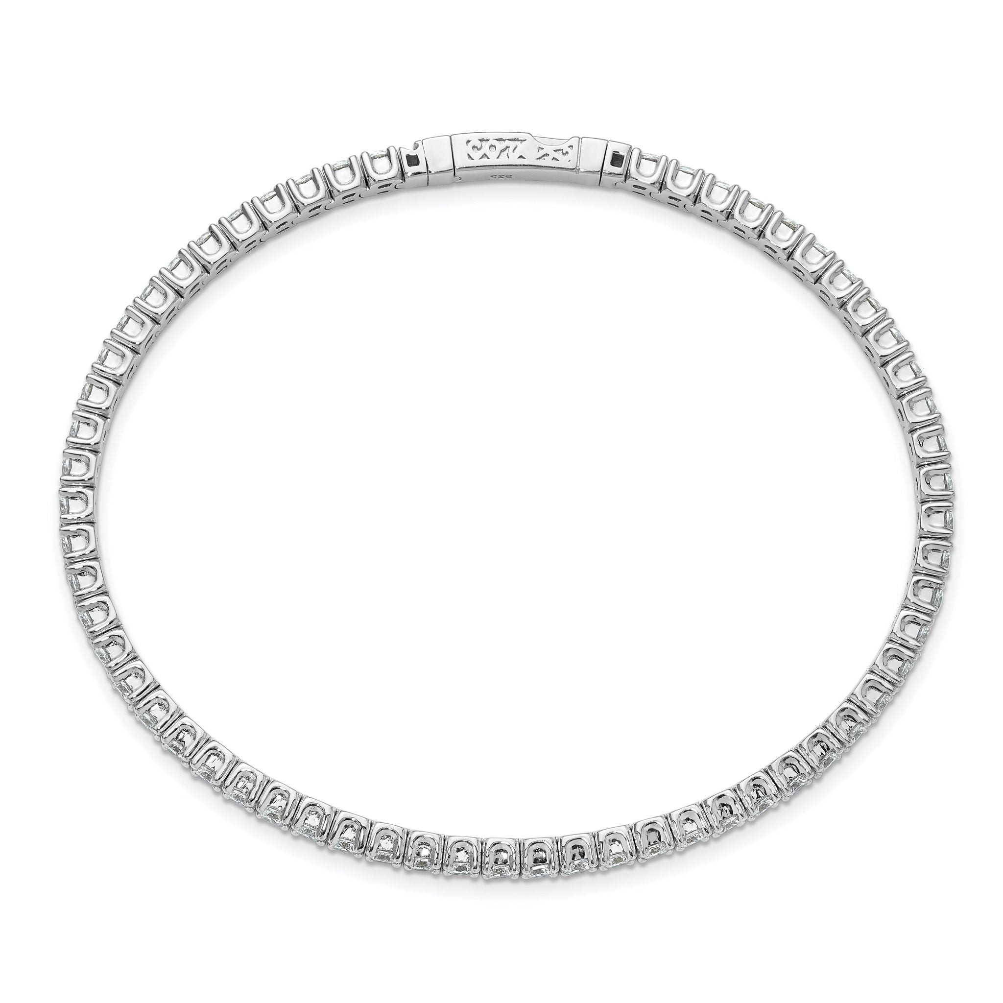 Sterling Silver Rhodium-plated CZ 8in Flexible Bangle Bracelet Secondary image