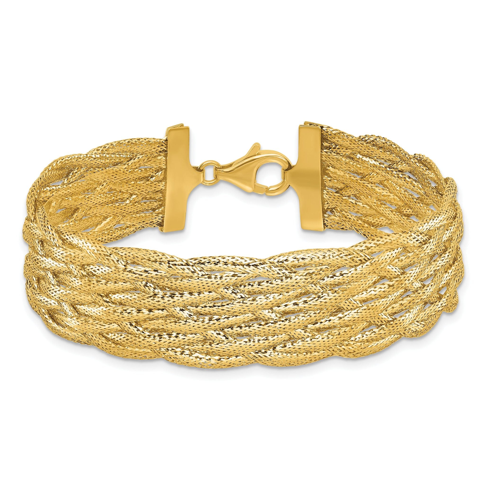 14K Polished Braided Mesh Bracelet