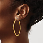 Stainless Steel Gold-Tone Polished Hoop Earrings for Women