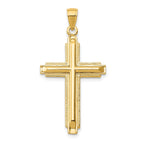 14K Gold Polished Cross Pendant Solid Cast with Flat Back Design