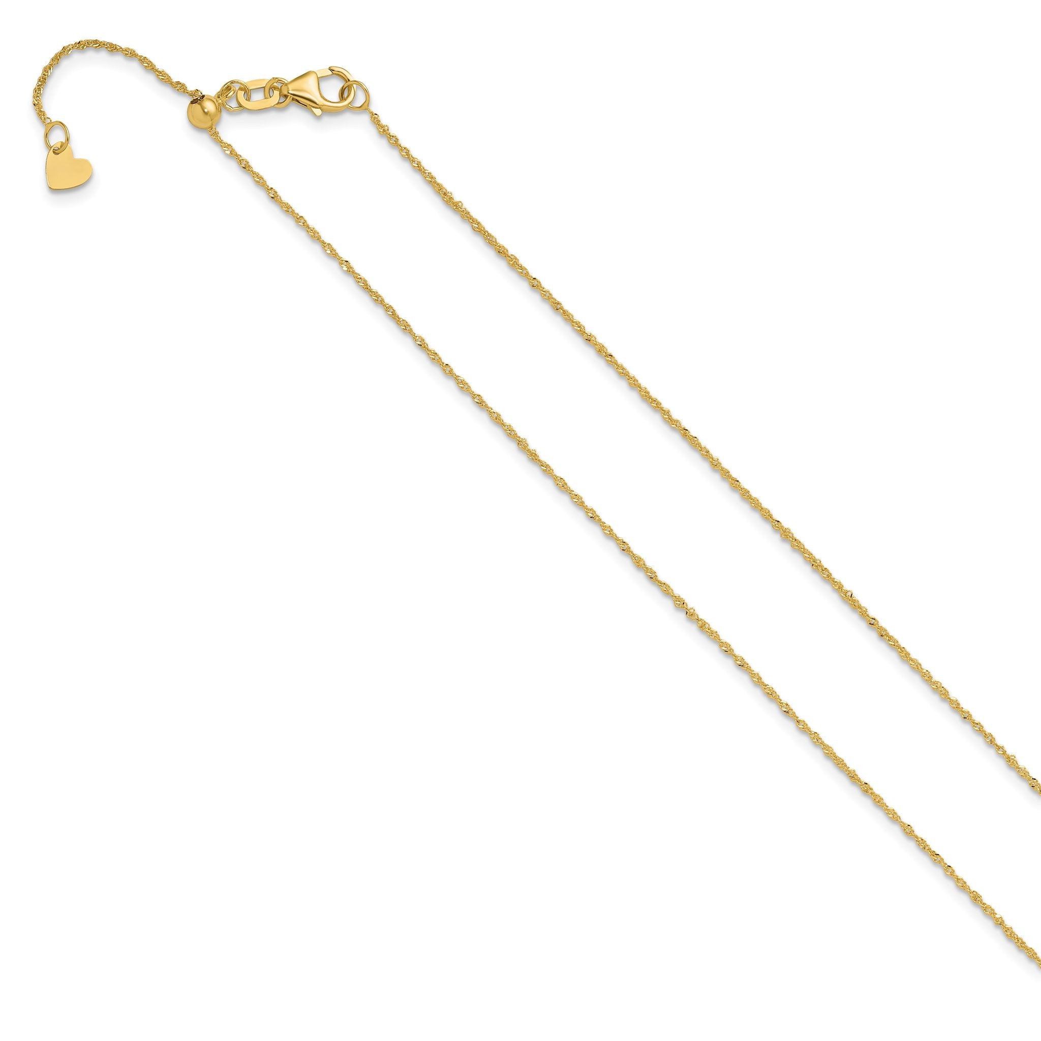 14K Adjustable .95mm Sparkle Singapore Chain Secondary image