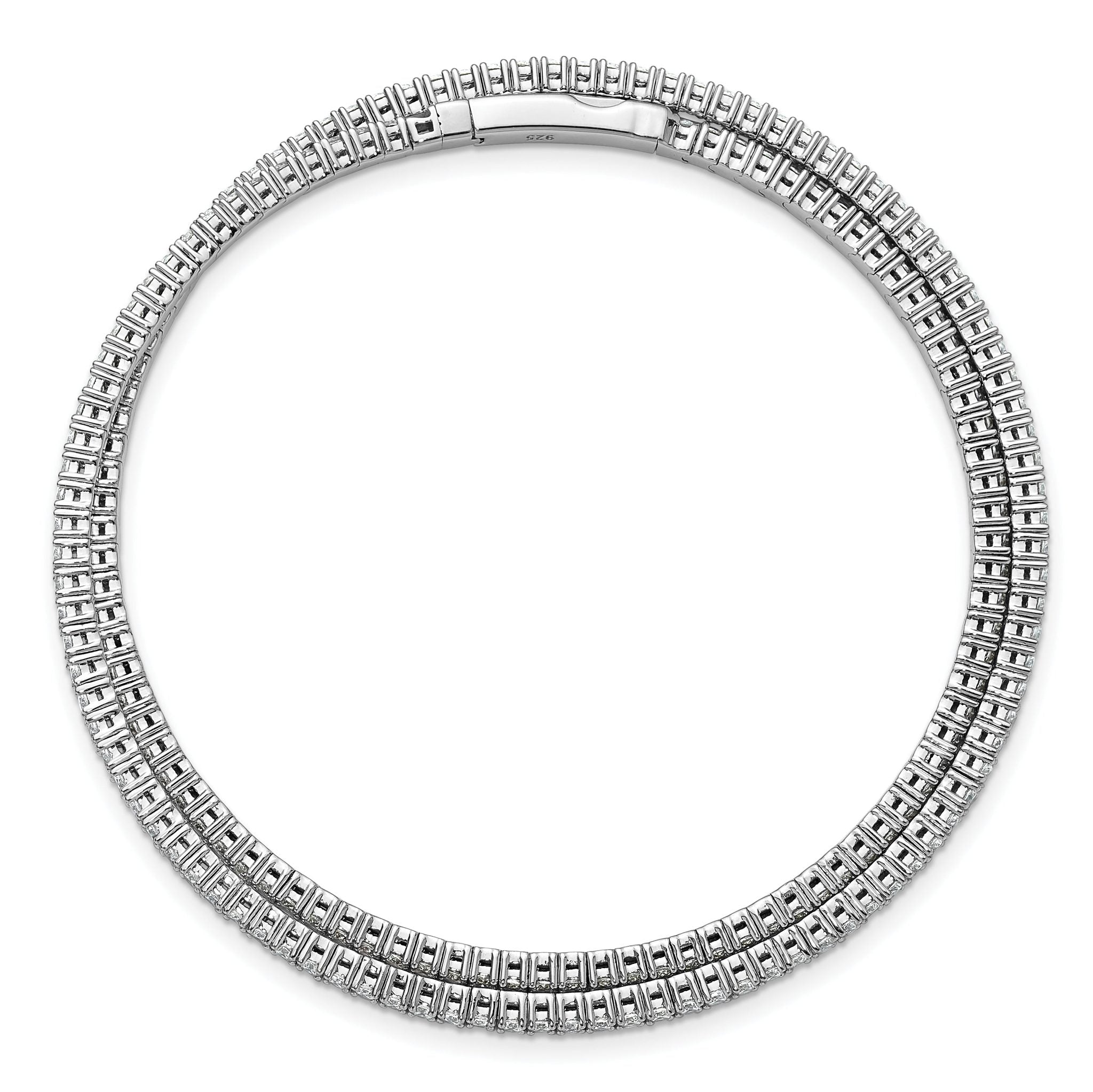 Sterling Shimmer Sterling Silver Rhodium-plated 1.75mm CZ 192 Stone Wrap Bracelet Secondary image