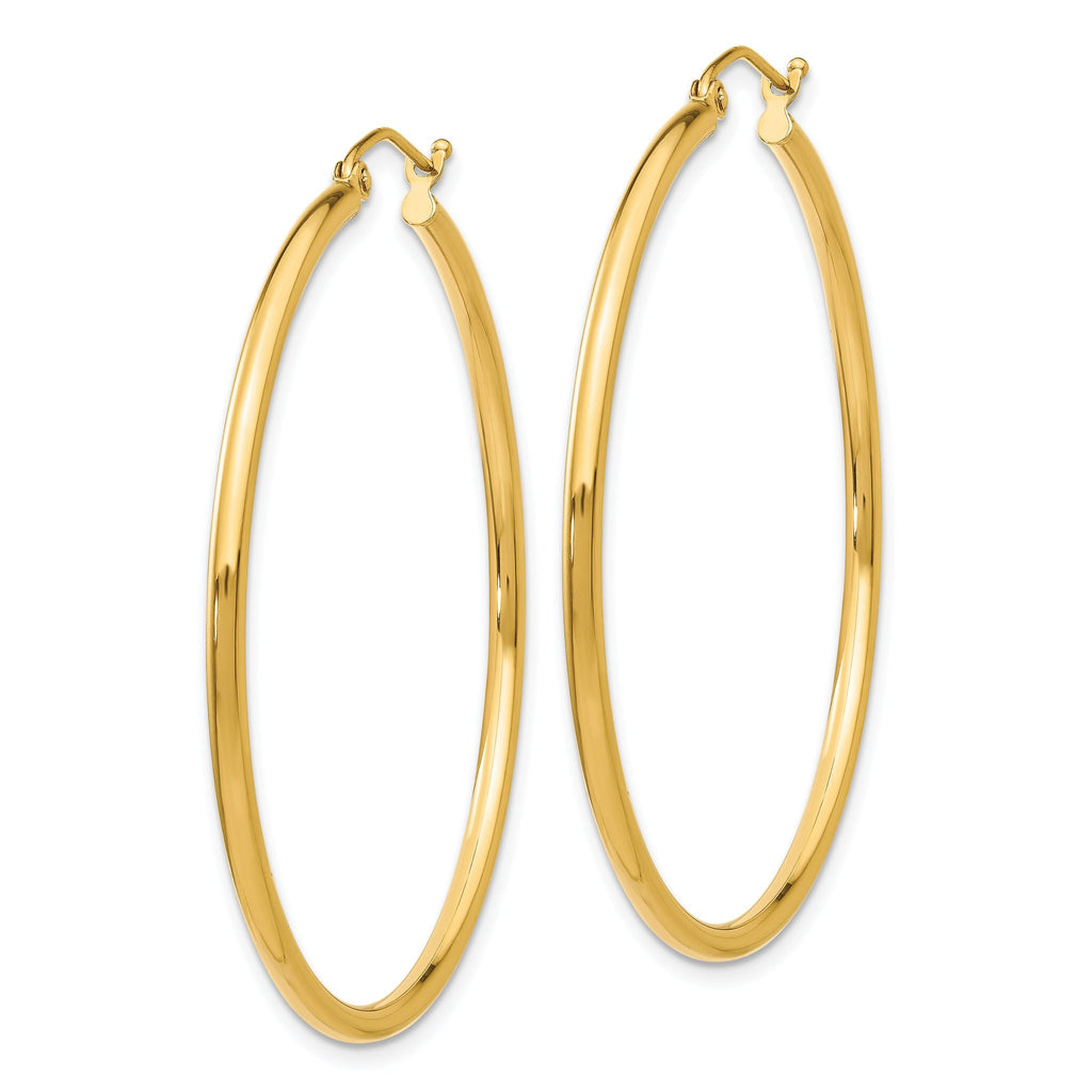 10K Gold Polished Hoop Earrings with Wire Closure  Elegant 42mm Design