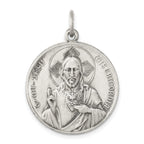 Sterling Silver 925 Scapular Medal Pendant with Antiqued Finish