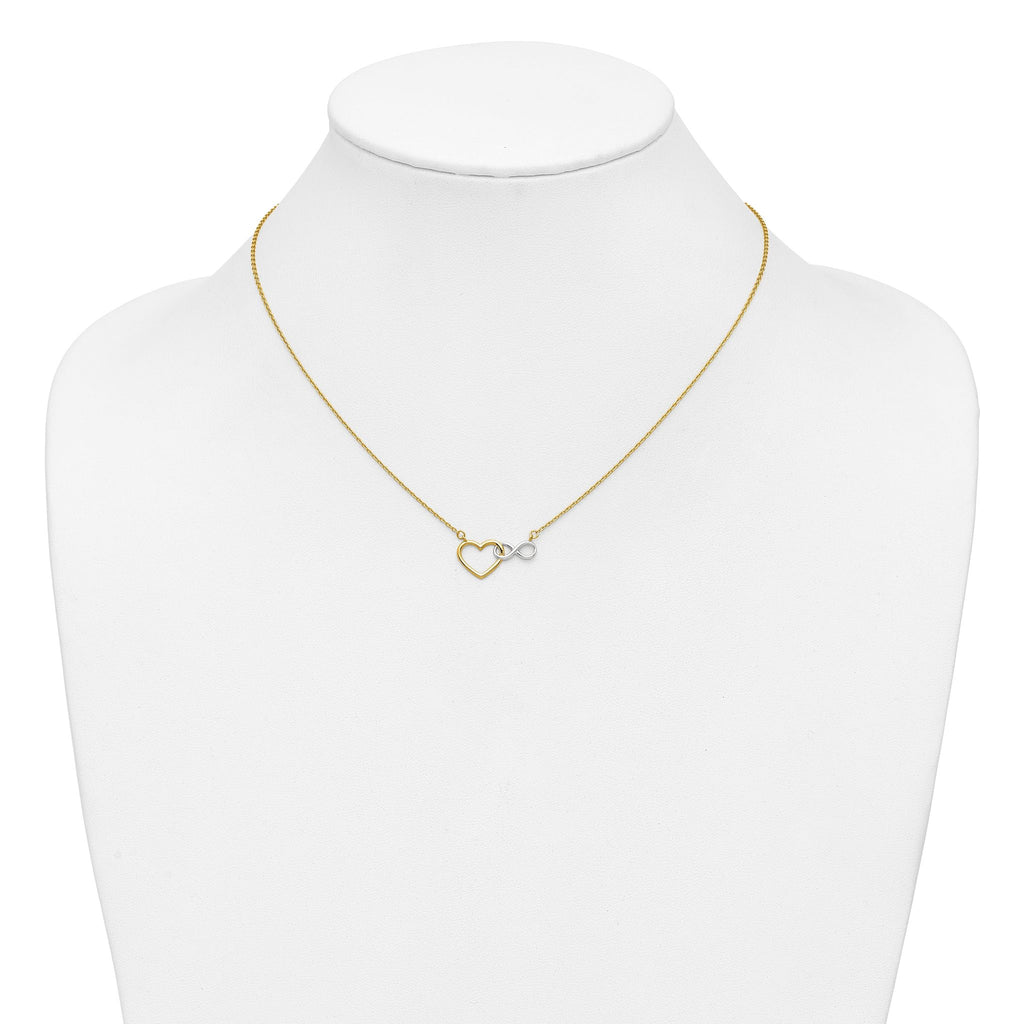 10kY & White Rhodium Heart with Infinity Symbol Necklace