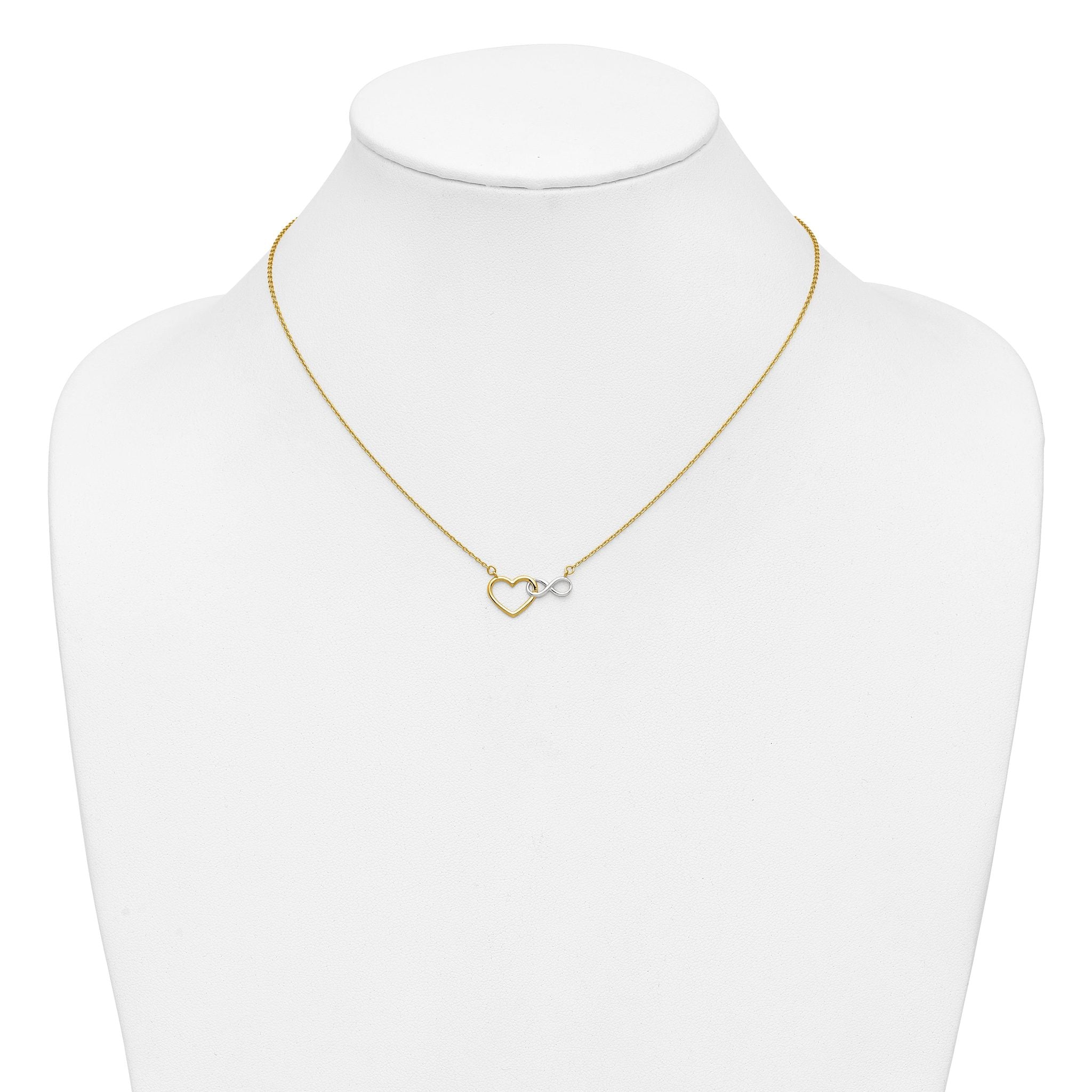 10kY & White Rhodium Heart with Infinity Symbol Necklace