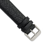 18mm Black Distressed Leather with Brushed Stainless Steel Buckle 7.75 inch Watch Band