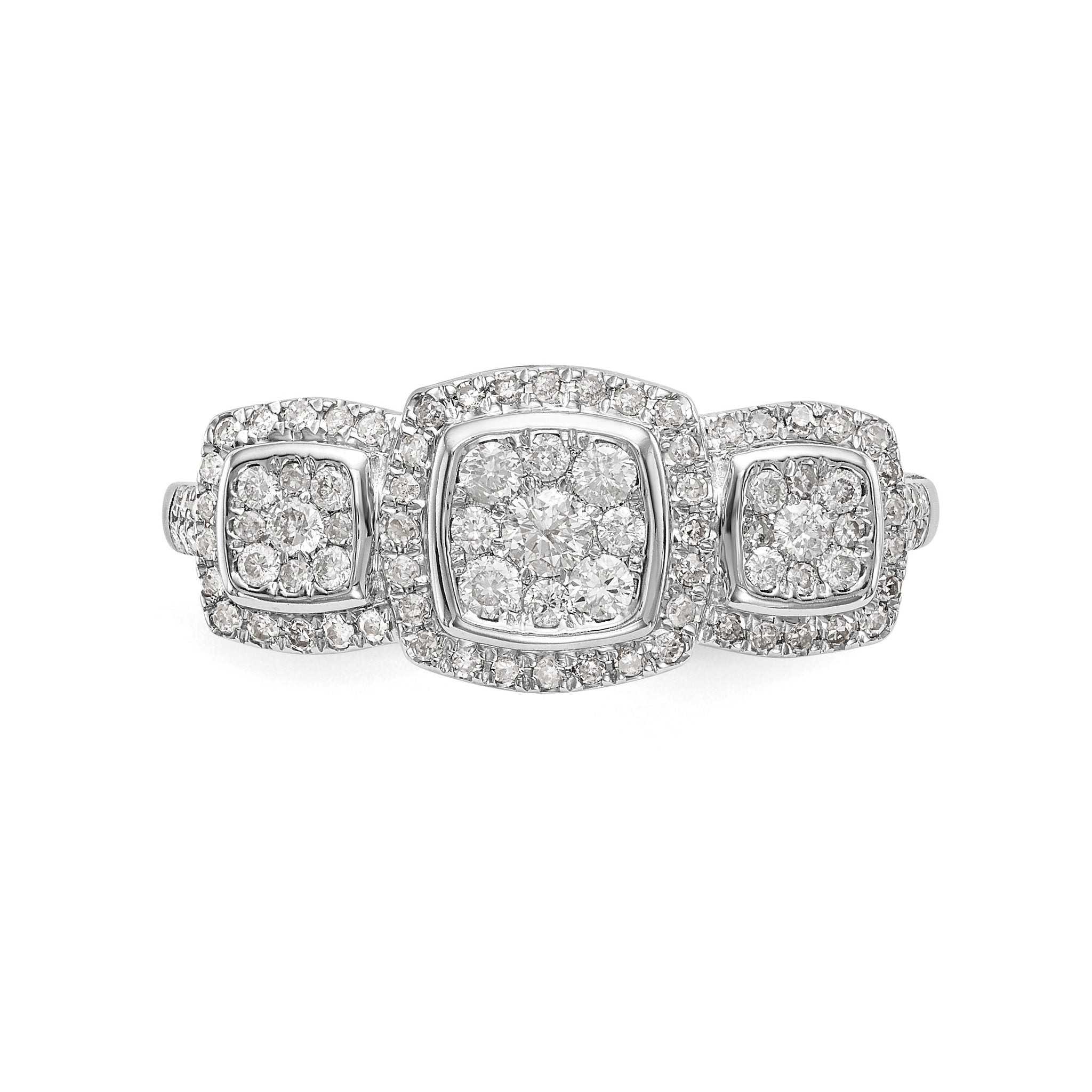 14K White Gold Complete Diamond Cluster Engagement Ring