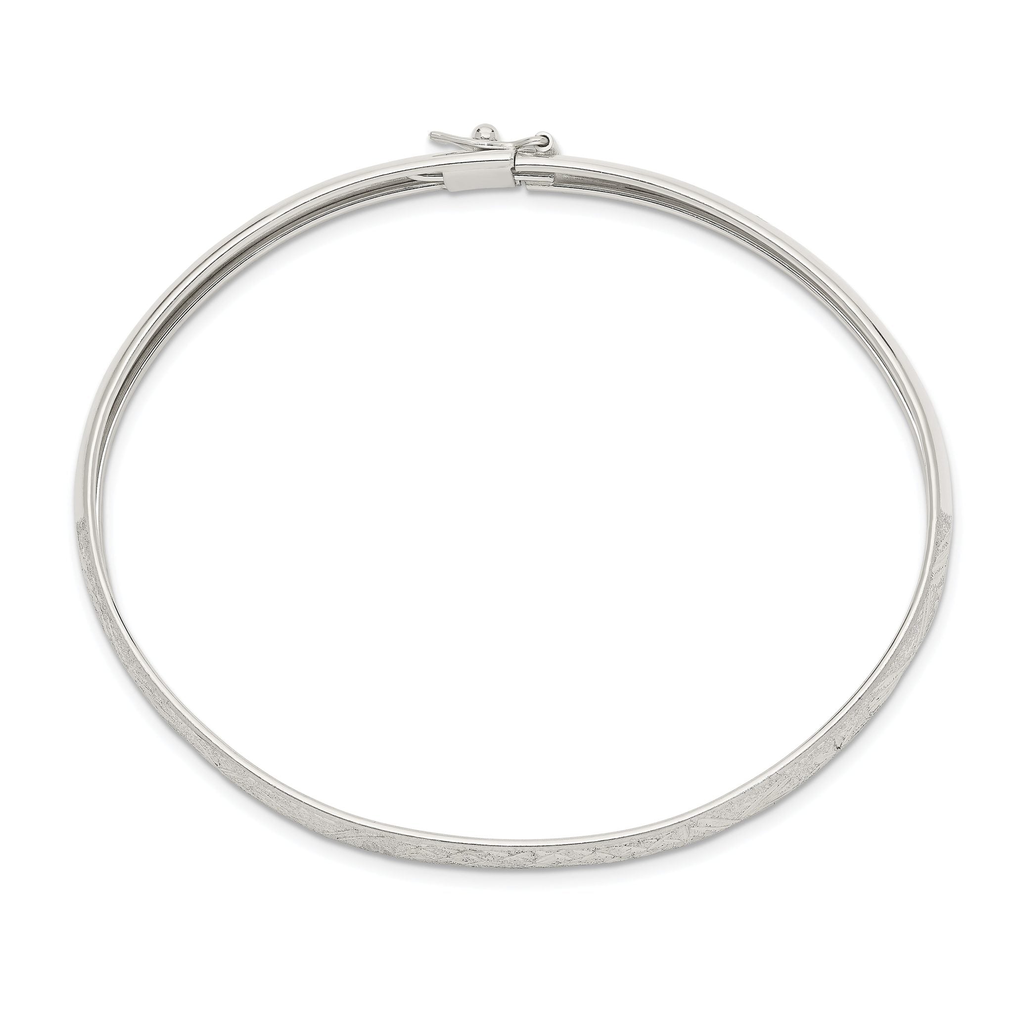Sterling Silver 6.5mm Laser and Diamond-cut Flexible Bangle Secondary image