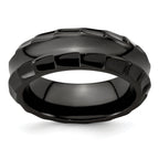 Edward Mirell Black Ti Polished Faceted Edges 8mm Ring