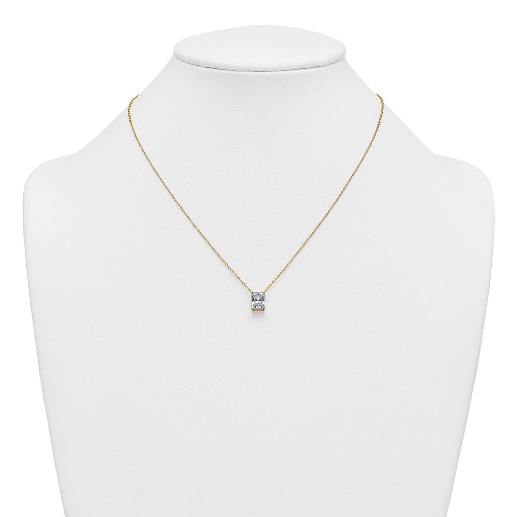 14k 2 carat Certified Lab Grown Diamond VS+ F+ Radiant Complete 18 inch Four Prong Pendant Necklace