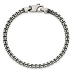 Sterling Silver Antiqued Brushed 4.00mm Fancy Box Link 7.75 inch Bracelet