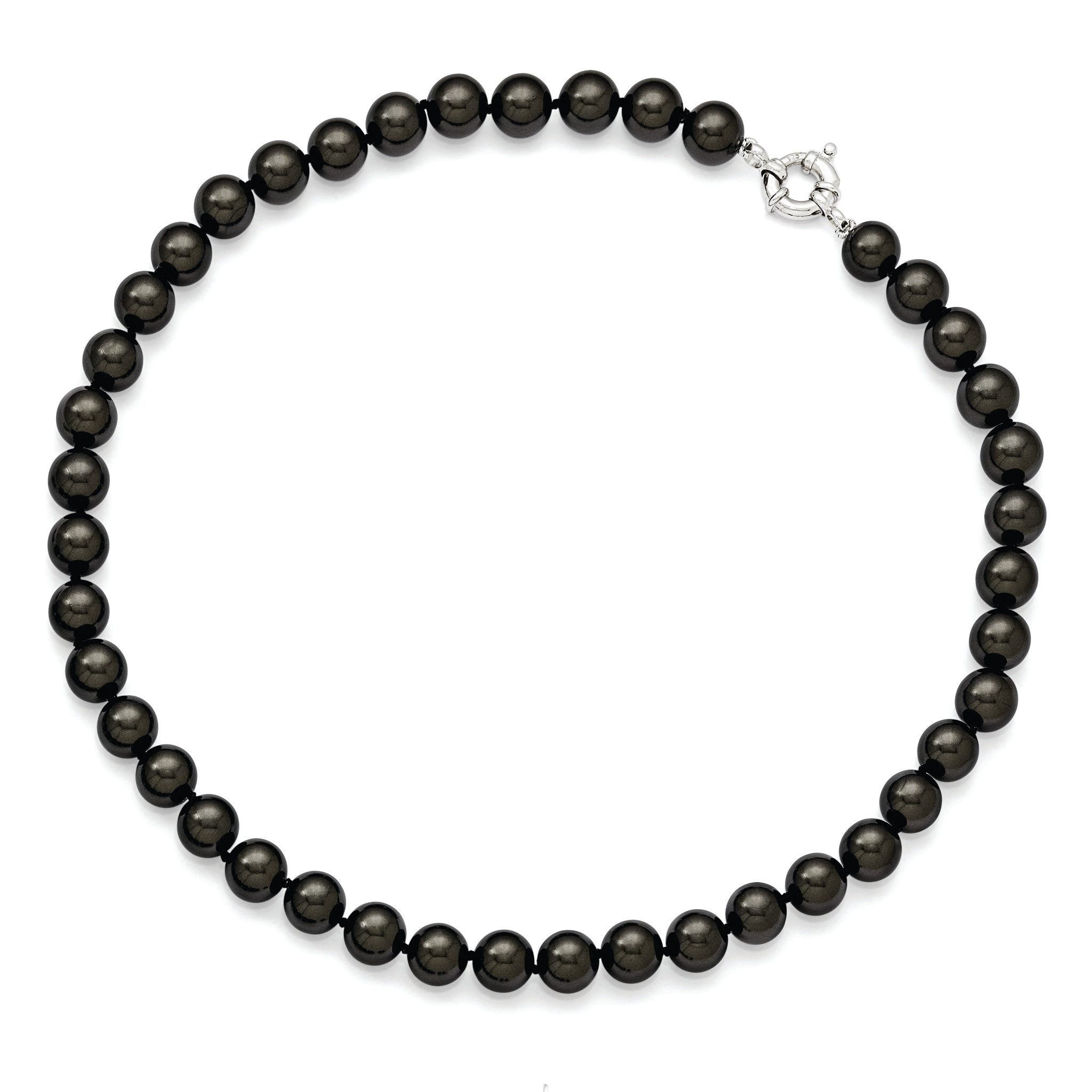 Sterling Silver Black Shell Pearl Hand-knotted Necklace 18 Gift Ready Secondary image