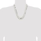 Sterling Silver Rhodium-plated 15.75mm Concave Beveled Curb Chain