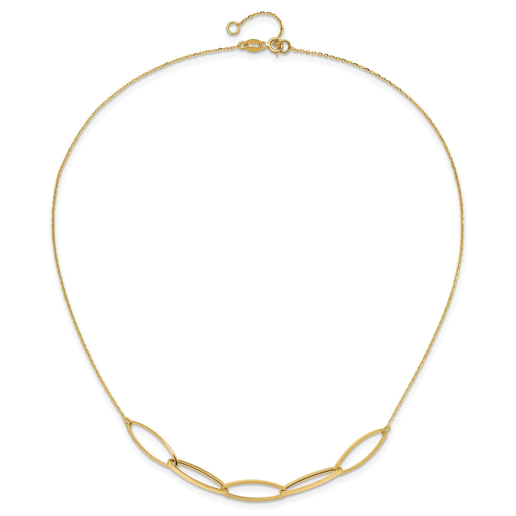 14K Polished Fancy Link 16.5in with 1in. Ext Necklace