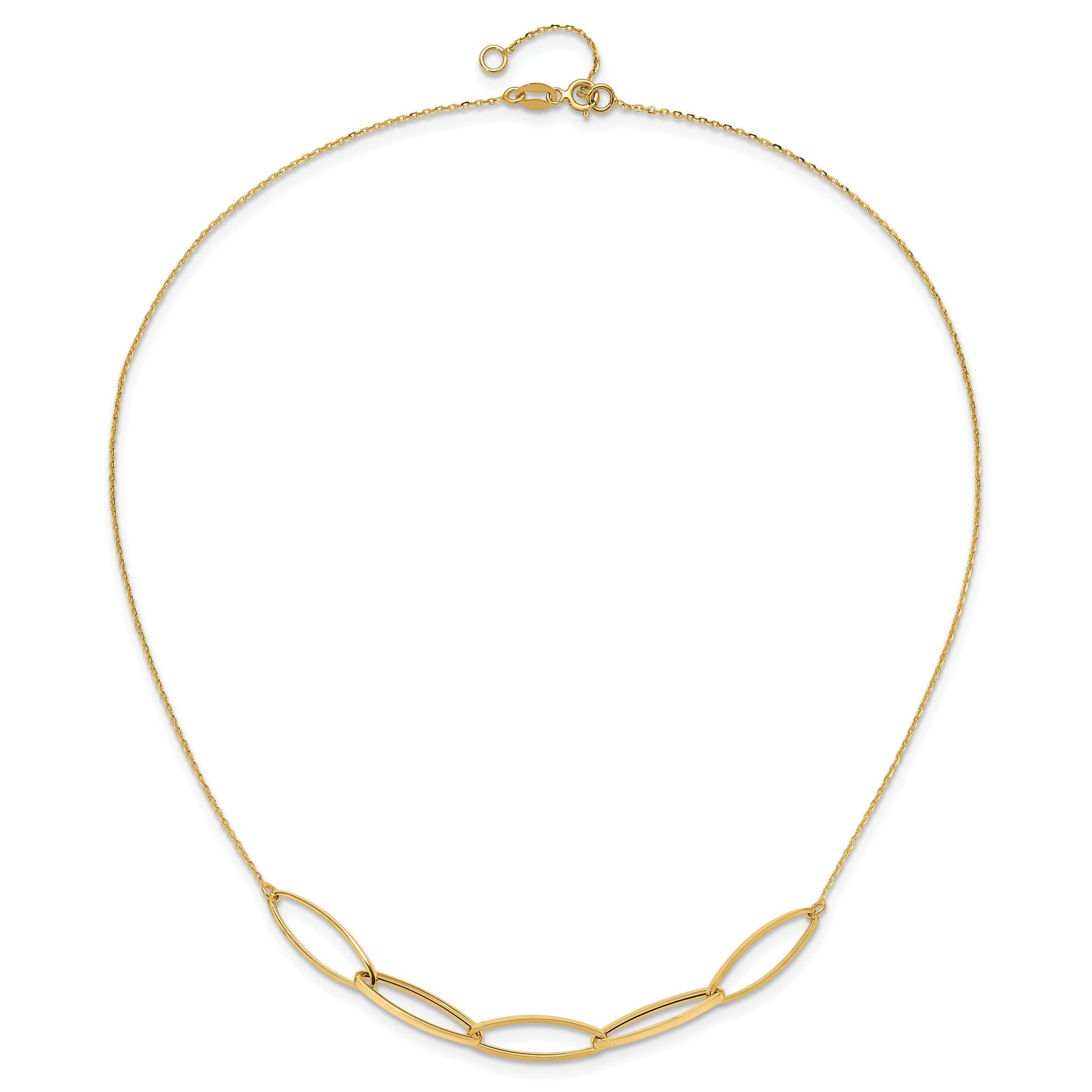 14K Polished Fancy Link 16.5in with 1in. Ext Necklace