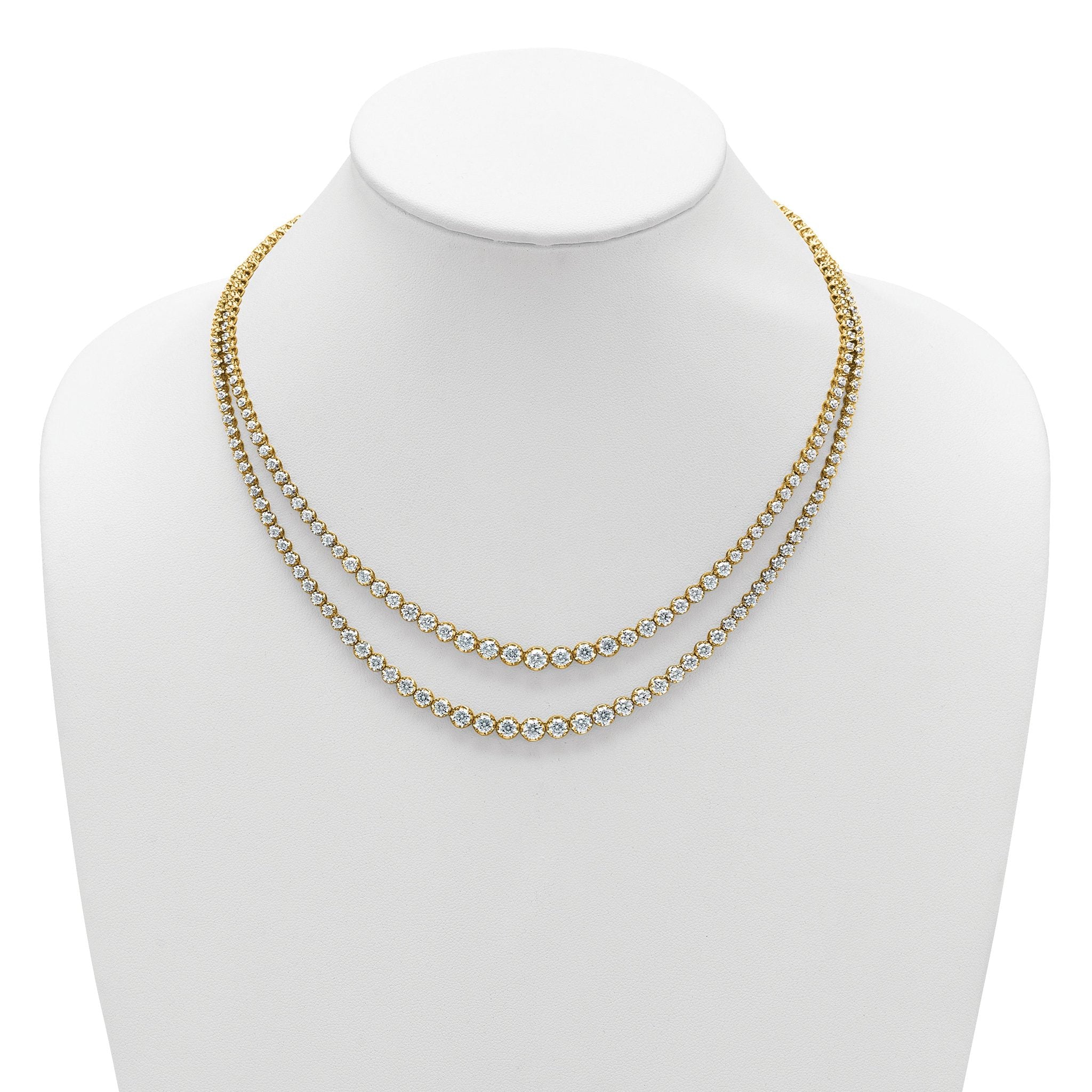 14k 14 7/8 carat Lab Grown Diamond VS+ F+ Complete 18 inch Graduated Layered Tennis Necklace