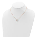Sterling Silver Rose-tone CZ Heart With  2in ext. Necklace