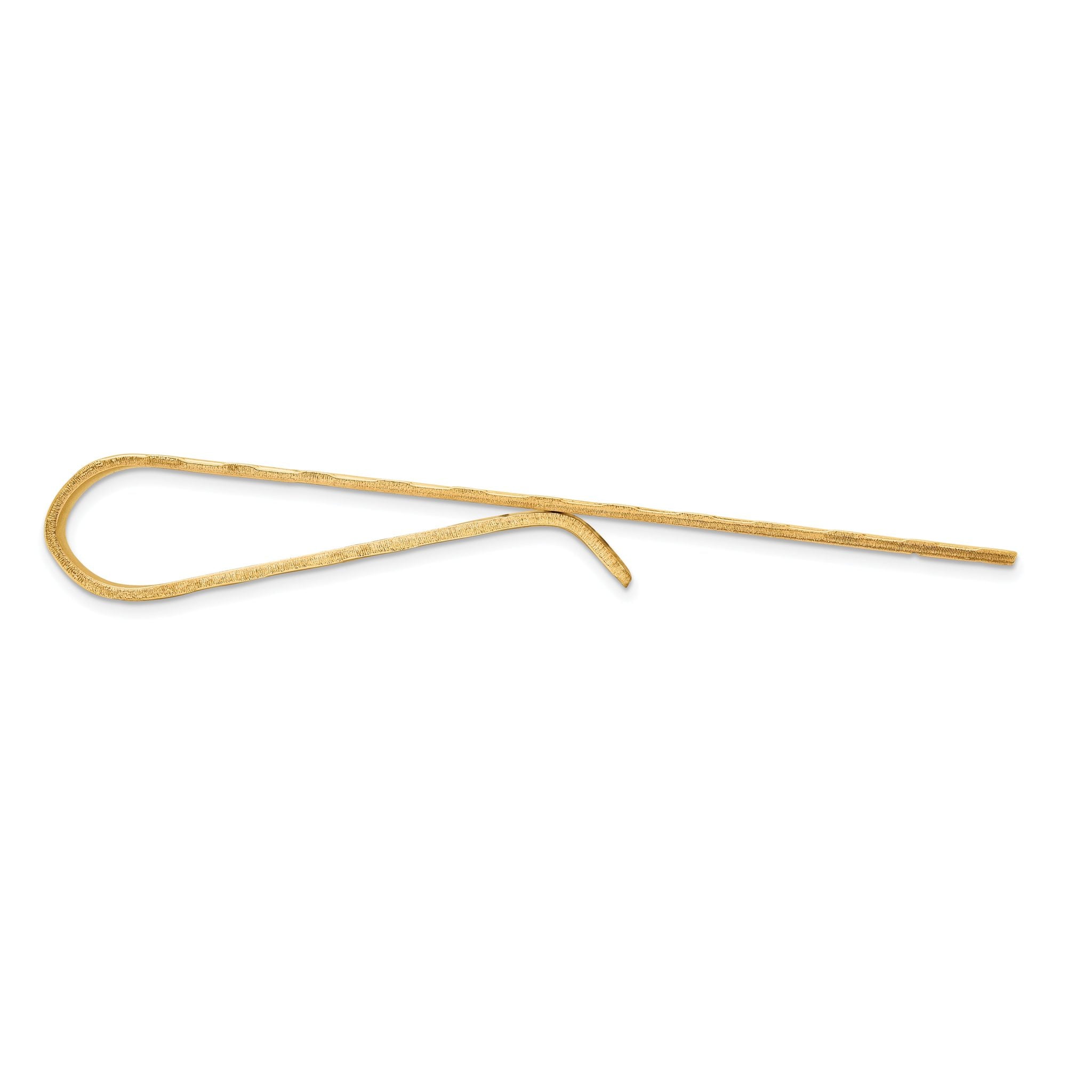 14K Gold Men's Textured Tie Bar with Polished Finish