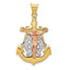 14K Tri-Color Gold Mariner Crucifix Pendant with Polished Finish  Elegant & Textured Design