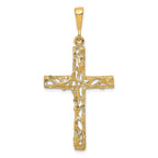 10K Yellow Gold Cross Pendant with Satin Polished Antiqued Finish 45mm