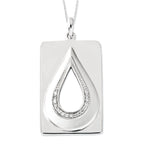 Sterling Silver 925 CZ Necklace with Antiqued Tear Pendant