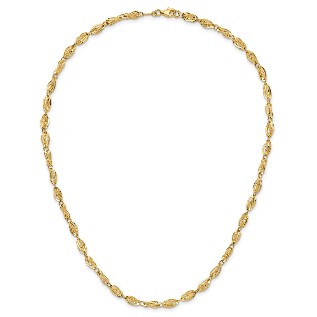 Sophia Jewelers 14K Gold Fancy Link Necklace Polished Elegant Design
