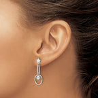 Sterling Silver Polished Star and Circle Post Dangle Earrings