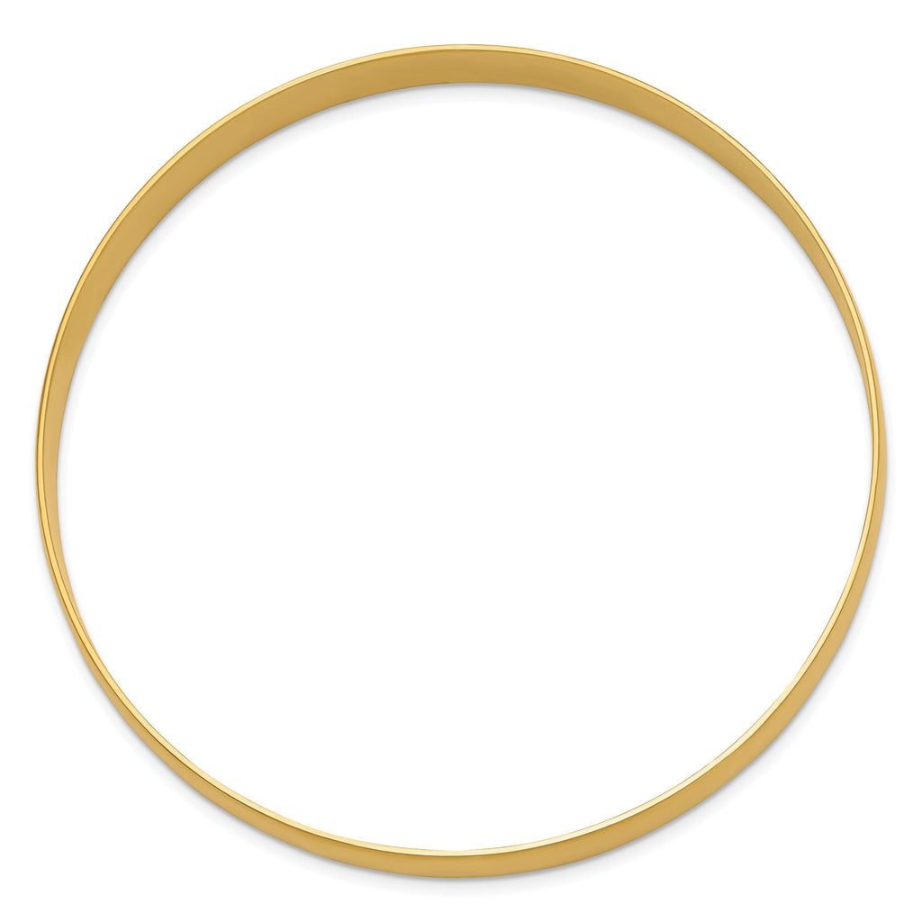 14K Gold Polished Half-Round Engravable Women's Bangle Bracelet