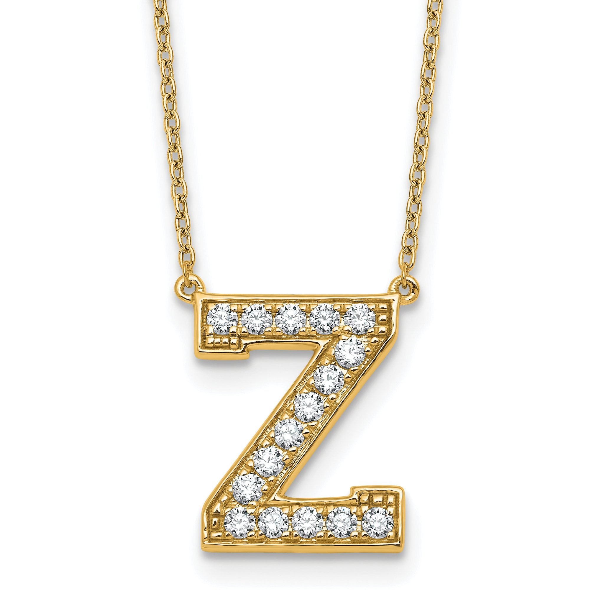 14k 3/8 carat Lab Grown Diamond VS+ F+ Complete Letter Z 18 inch Initial Necklace Main image