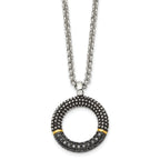Antiqued Black CZ Necklace in Stainless Steel with Gold-Tone Accent