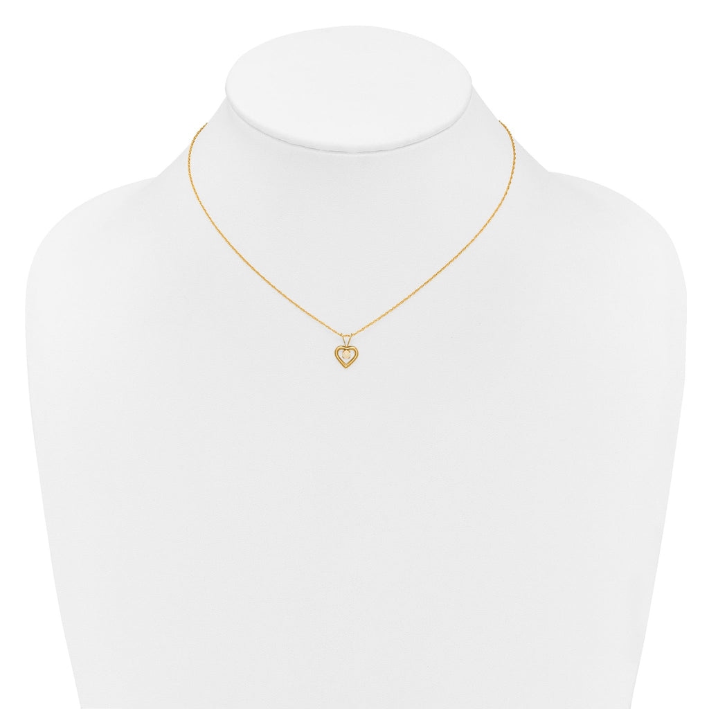 10k Madi K 3mm Opal Heart Necklace