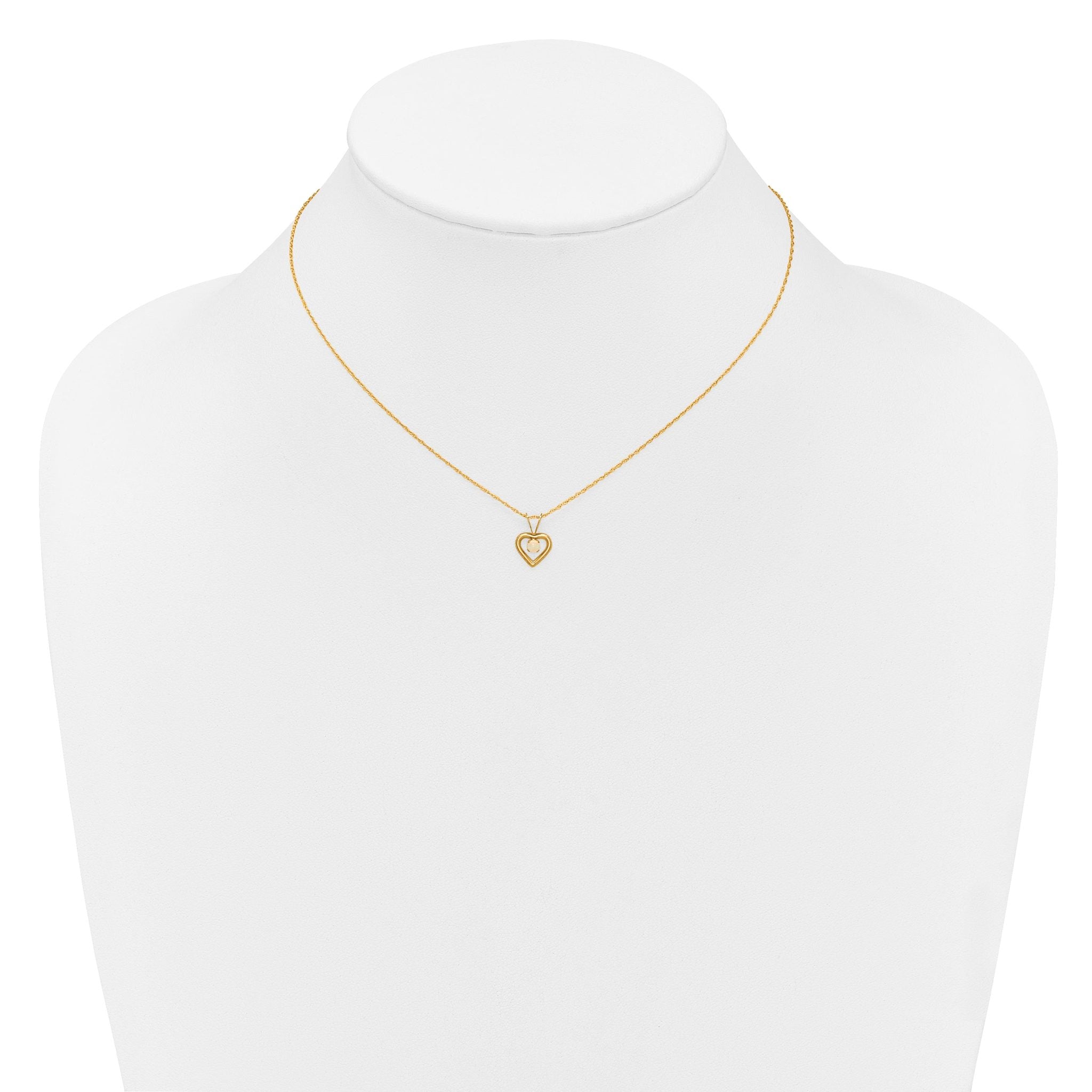 10k Madi K 3mm Opal Heart Necklace
