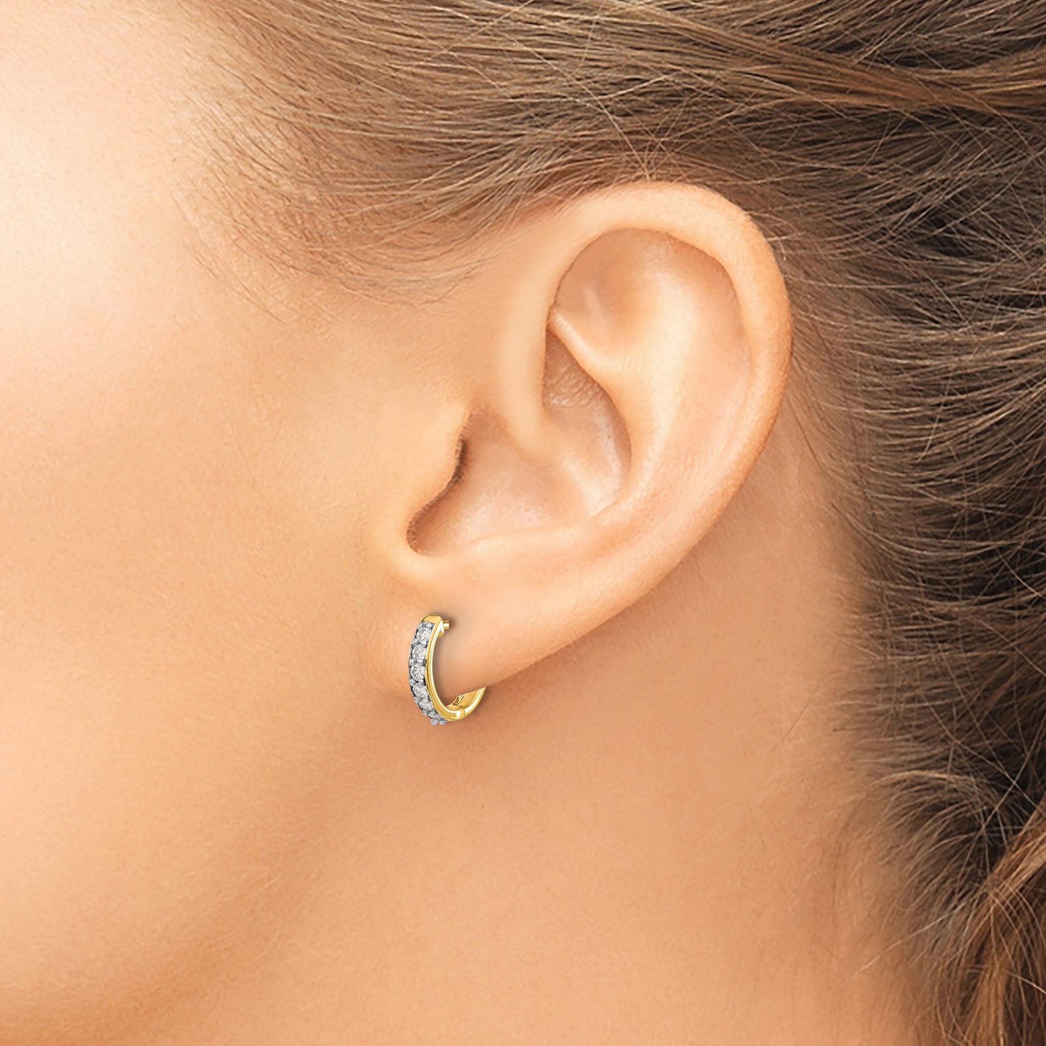 14k 1/4 carat Lab Grown Diamond VS/SI+ G+ Complete Hinged Hoop Earrings